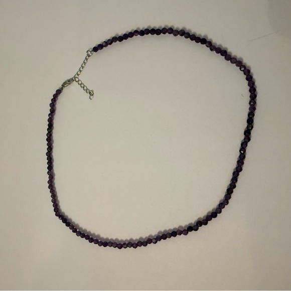 NEW UNWORN INDIA NECKLACE PURPLE CRYSTALS 925 STERLING SILVER CLASP 18” - Picture 7 of 9